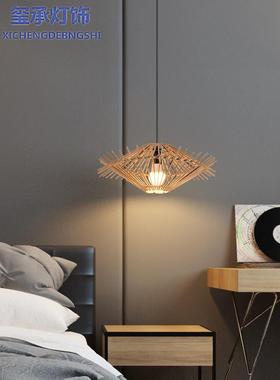 中竹餐艺吊灯田风格风XC62360厅吧台客书房工艺竹编创意式鸟厅巢