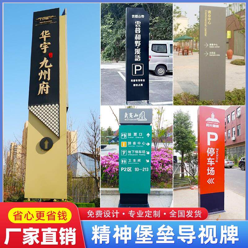 小区停车场指示牌标识牌立牌导视牌户外导向牌立式雕塑景区指引牌