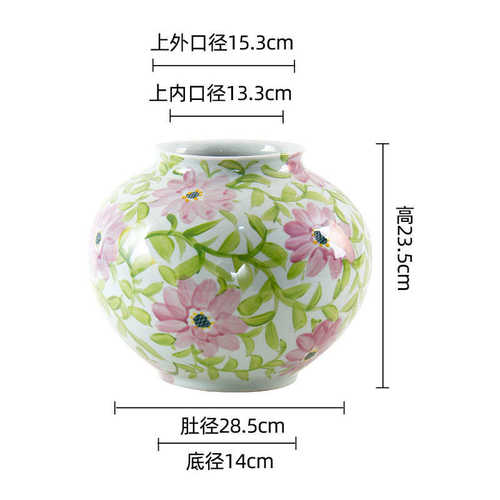 景德镇手绘青花大口径轻奢高档陶瓷花瓶水培陶瓷花瓶客厅装饰摆件