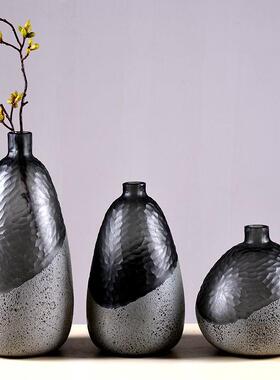 直销欧式灰色个性刻磨花瓶手工刻磨客厅装饰插花花瓶花器