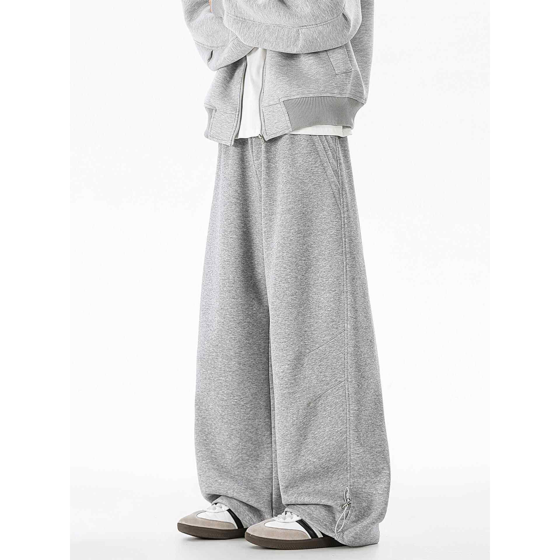 XWWF灰色卫裤男生秋季美式潮牌宽松直筒裤子运动休闲百搭阔腿长裤