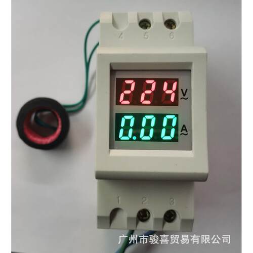 数显交流电流电压表AC80-300V100A导轨式2P型D37-2042