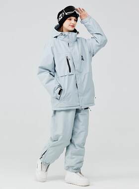 滑雪服男女套装工装款保暖加厚韩版单板双板滑雪衣裤套装新款