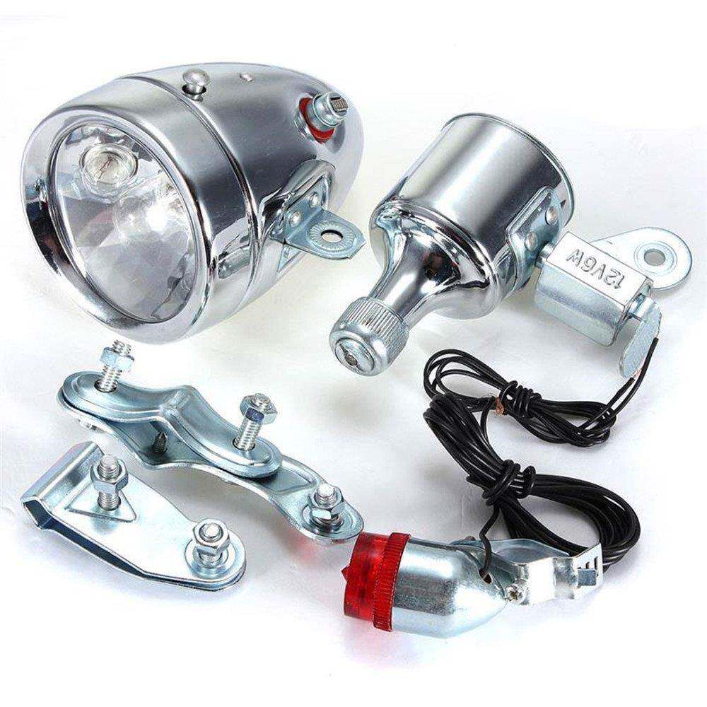 跨境自行车发电机改装磨电灯复古前灯尾灯12V6W自行车自发电
