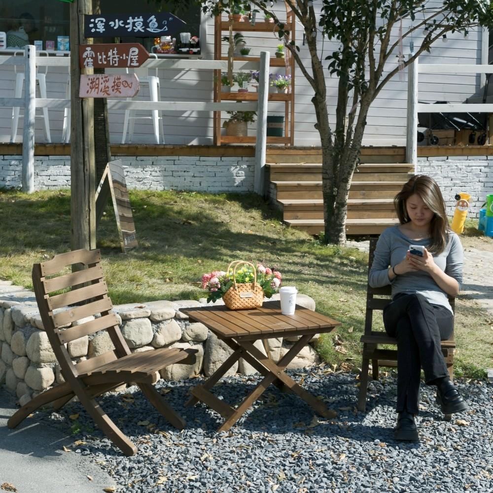 古实木折叠矮桌椅组合户外庭院营小木TEZY覆桌咖啡野餐露桌摆店摊