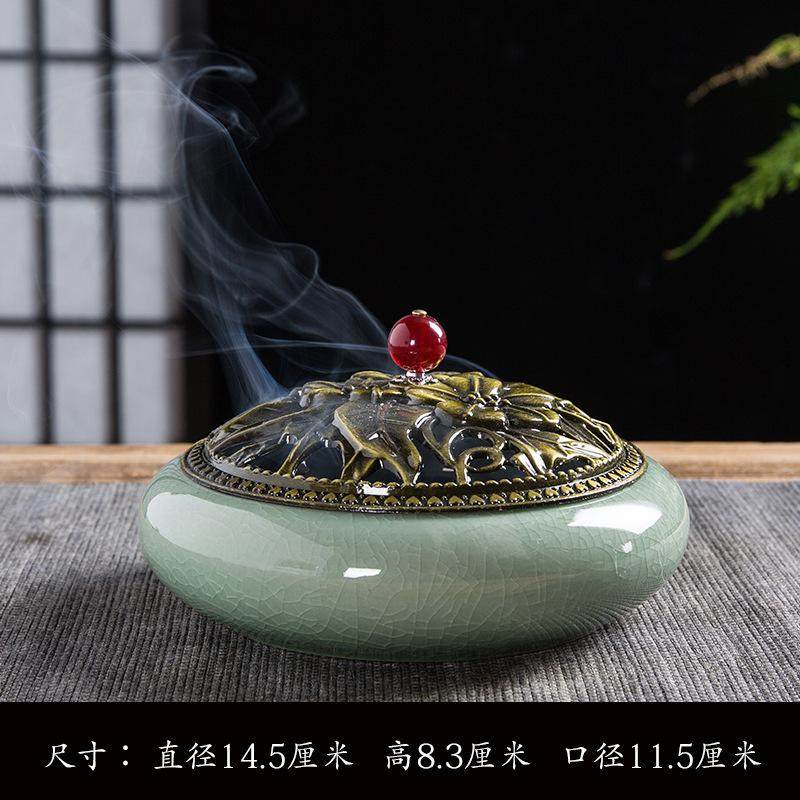 盘香炉大号陶瓷熏艾条室内焚香盒檀香蚊香炉香薰炉盘香插香托办公,餐饮具,茶道/香炉,淘宝优惠券,粉丝福利购,淘宝优惠卷