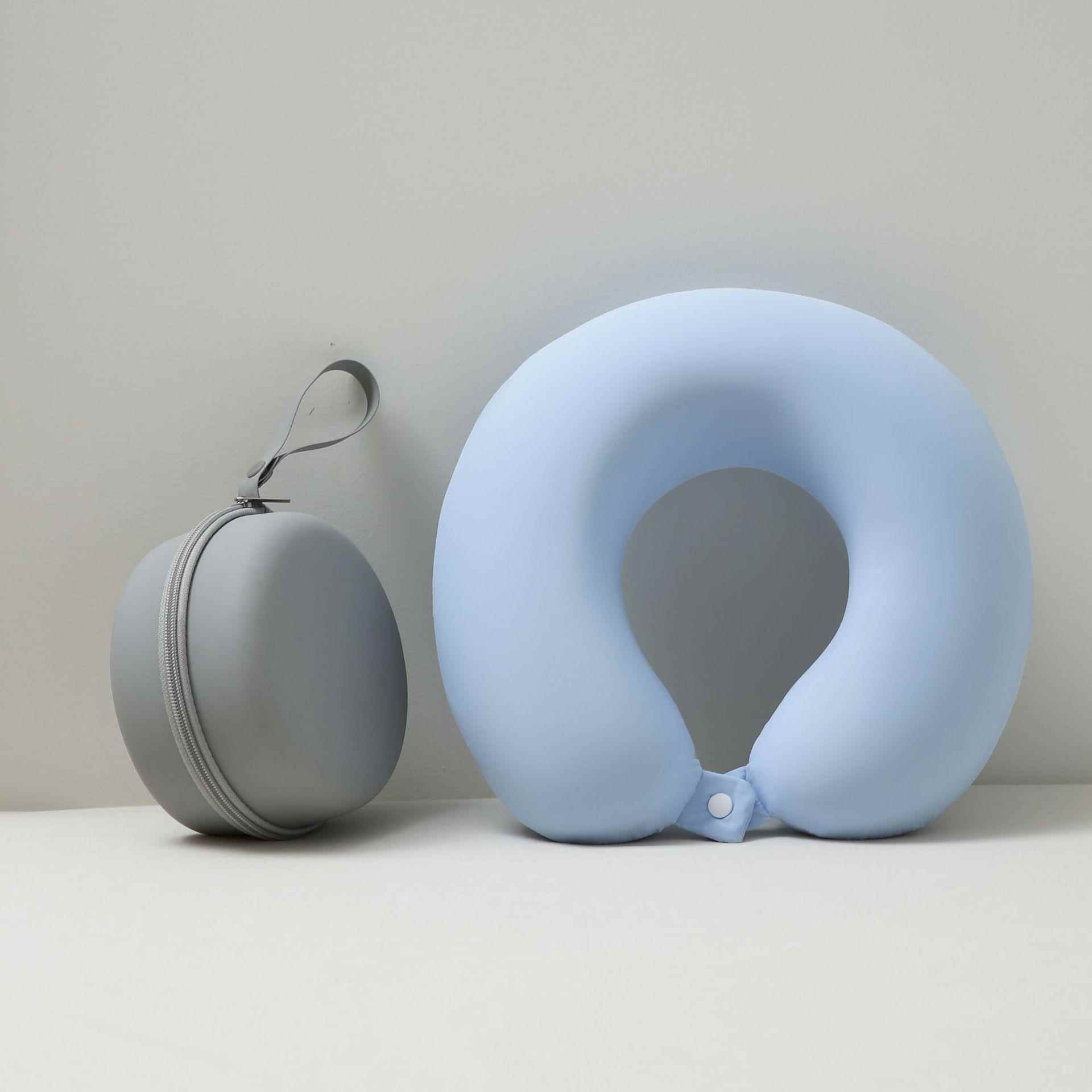 丝滑凉感冰丝记忆棉U型护颈枕差旅便携护颈枕头枕芯纯色记忆U型枕