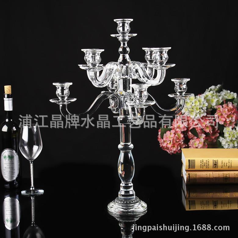 欧式五头水晶烛台婚礼婚庆专用烛台家居烛台水晶蜡烛台样板间摆件