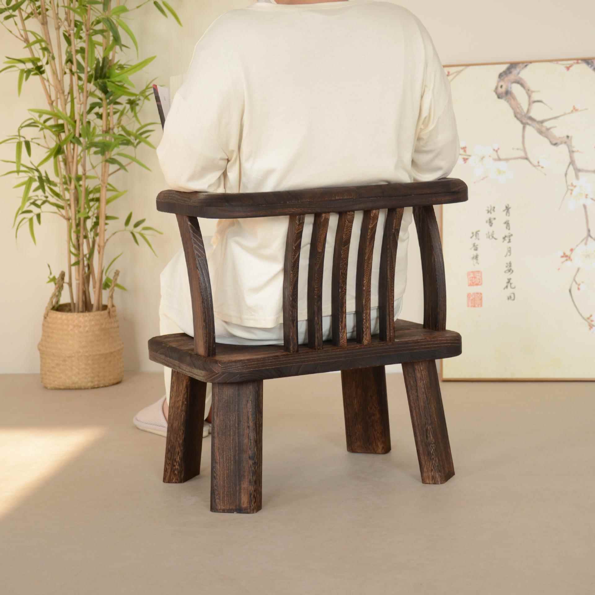 木小椅子庭院休闲茶桌圈椅阳台矮脚靠实662喝背椅家用椅中式复古m