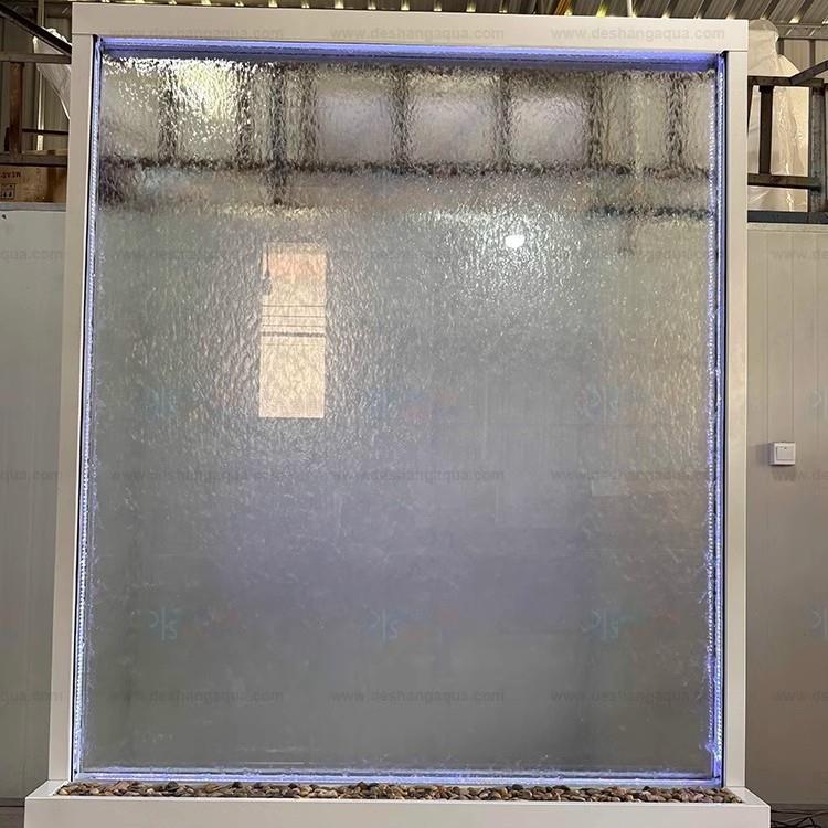 玻璃流水入户隔断水幕喷泉灯光院室内玄关庭墙装造景水60013330幕