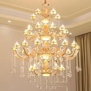 楼客厅水晶大吊灯酒店大堂工程大厅美式 楼中楼长吊灯 别墅复式 欧式
