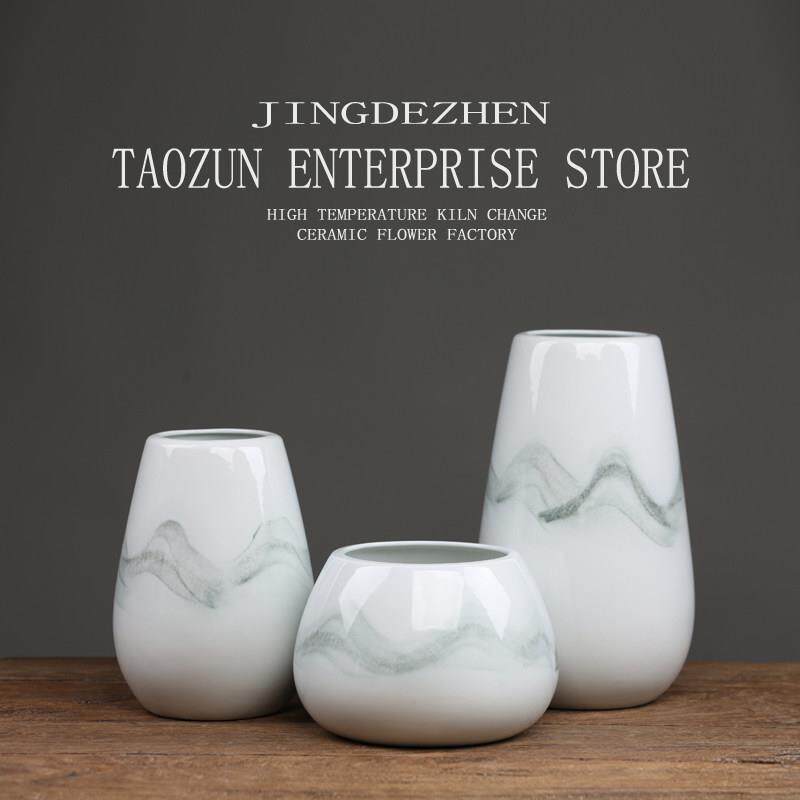景德镇花瓶摆件花器客厅花盆陶瓷器插花中式简约瓷瓶摆设手绘陶罐