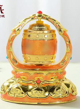 藏村太阳能转轮仪表台转筒中控台汽车车载转筒转动金桶摆件