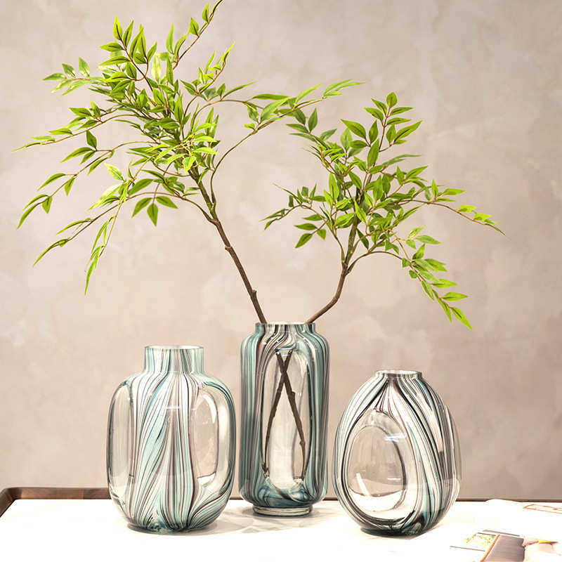 现代简约大肚小口水墨线条彩色玻璃花瓶家居软装插花新品工艺品摆,家居饰品,花瓶,淘宝优惠券,粉丝福利购,淘宝优惠卷