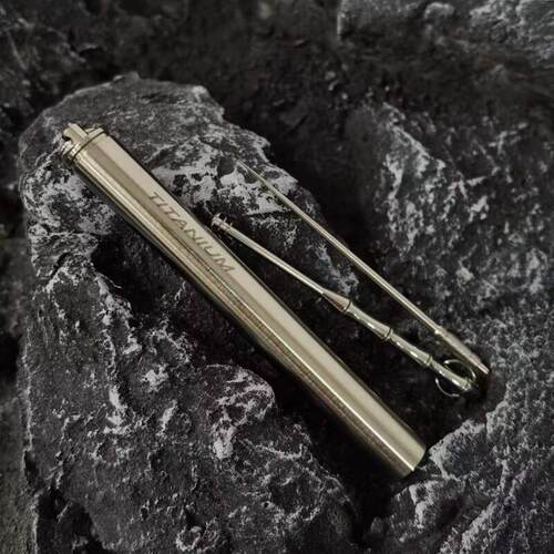 包邮钛合金牙签筒便携防水密封仓剔牙口腔金属牙签不生锈户外刻字
