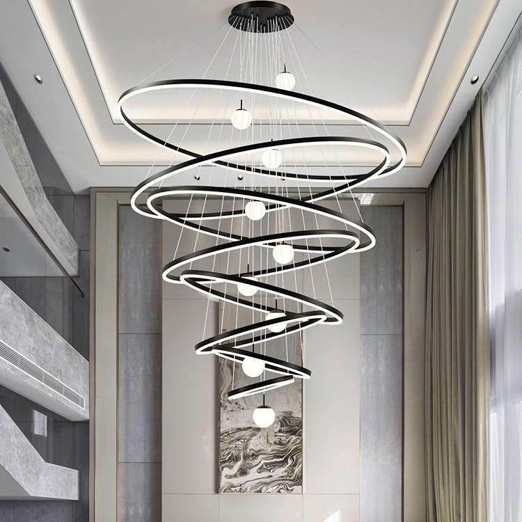 别墅复式楼梯吊灯客厅大灯现代简约2025年新款loft公寓自建房灯具