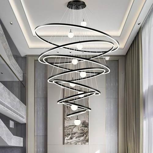 别墅复式楼梯吊灯客厅大灯现代简约2025年新款loft公寓自建房灯具