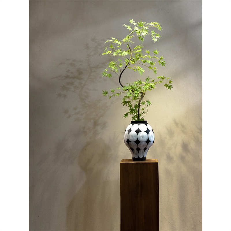 海虹景品流泉枫仿真绿植高端轻奢新中式禅意茶室玄关小型盆栽摆件