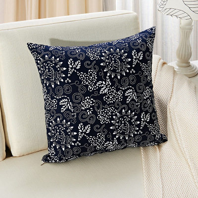 加厚复古中式国风沙发抱枕套民族风仿蜡染青蓝印花布棉床头靠垫,居家布艺,抱枕被,淘宝优惠券,粉丝福利购,淘宝优惠卷