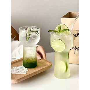 创意ins冰美式高级透明火炬杯简约气泡水玻璃杯冷萃饮品冷饮杯
