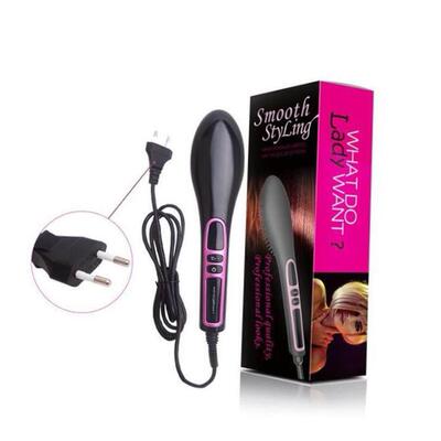 Flat Iron Hair Straightener Brush Salon Comb 中长发直发器梳