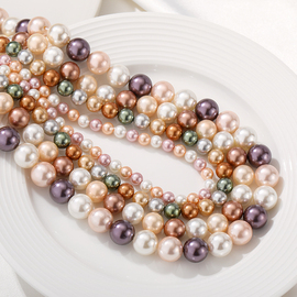 天然贝壳珠子珍珠圆珠散珠手工，diy制作串珠，手链项链饰品材料配件