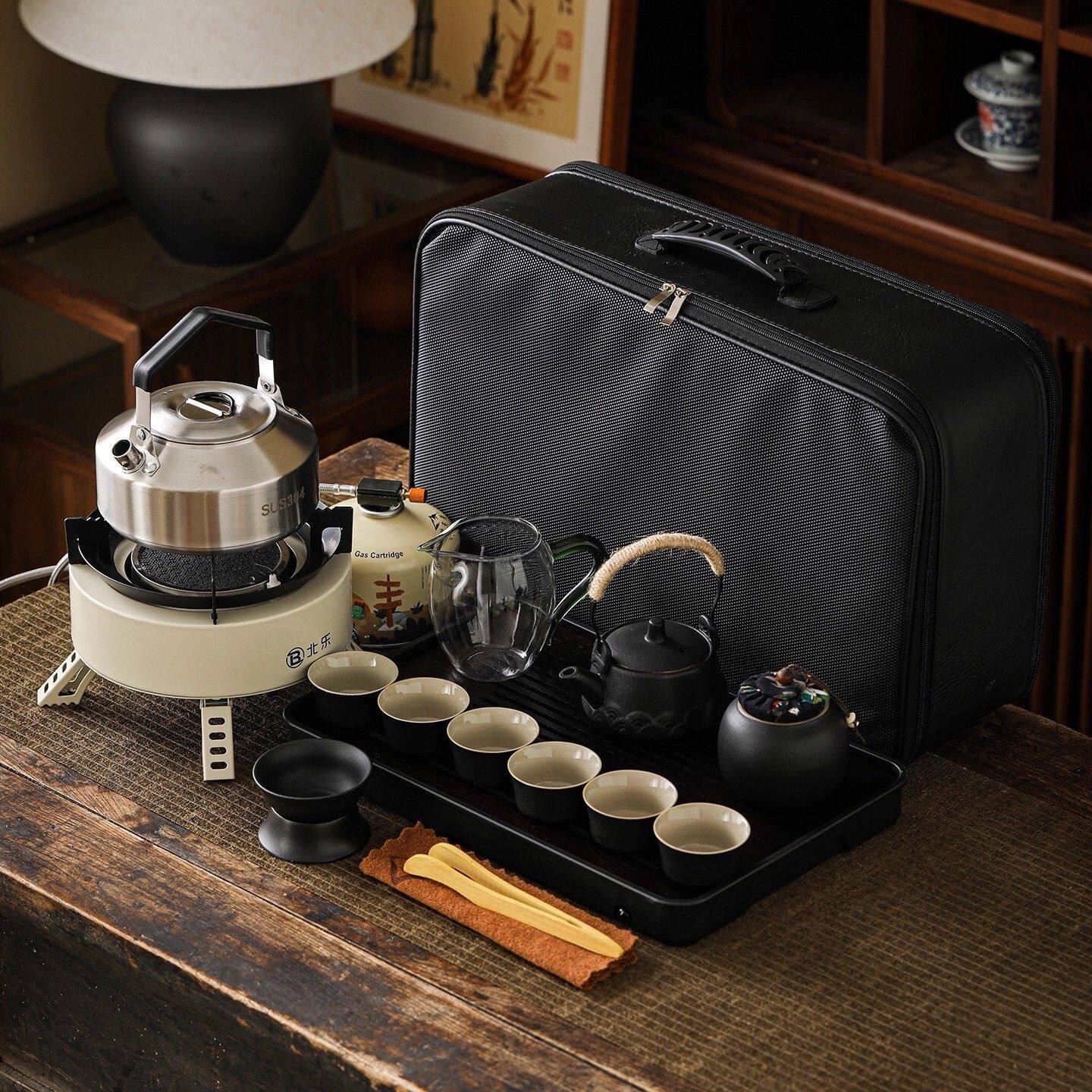 户外露营便携式围炉煮茶旅行茶具套装烧水壶一整套野外车载泡茶具