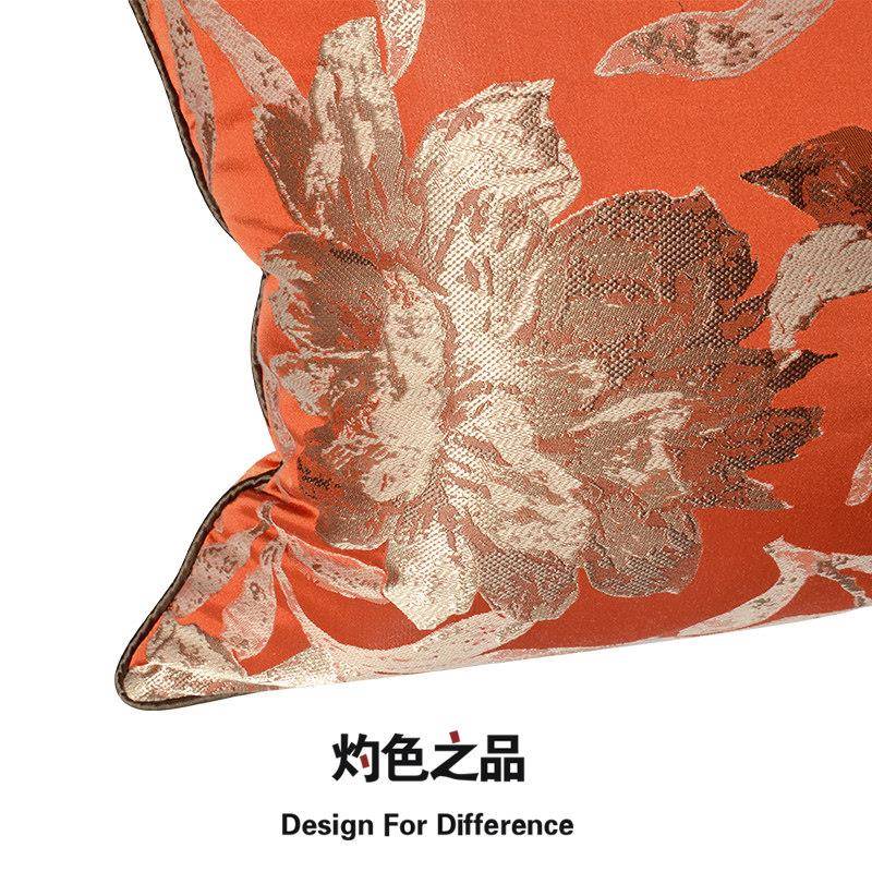 欧橙色缎面简约客厅式沙发头床枕头靠枕LPA222套抱靠垫枕方形大靠