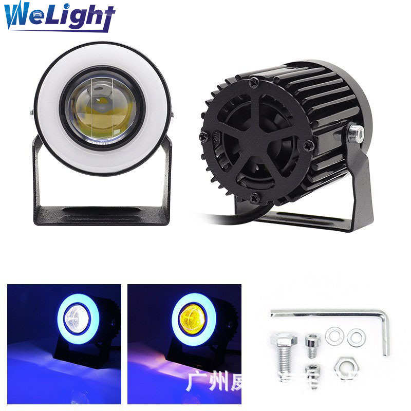 LED天使眼光圈小钢炮照射灯摩托双色透镜大灯电动车前照灯辅助灯