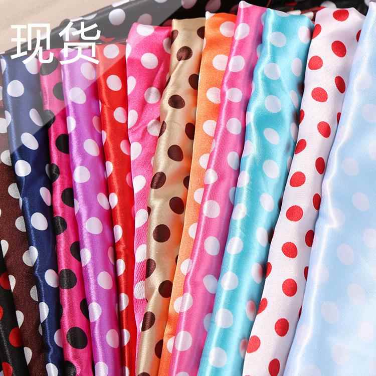 现货 1公分圆点色丁印花布 包包飘带，头花服装配饰面料