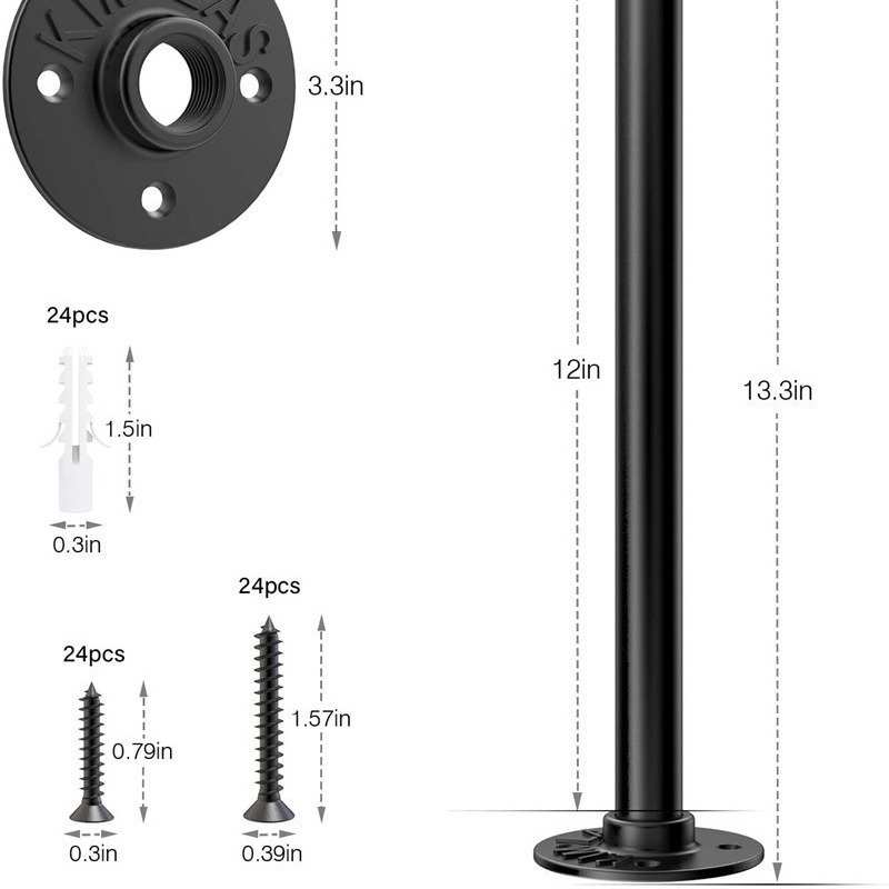 砖供北欧层板铁艺水管支撑架复古托架单层管子墙上置物架壁挂