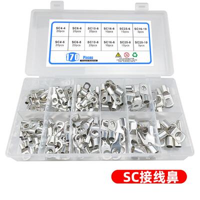 170pcs装sc系列窥口铜接线端子盒装铜鼻子
