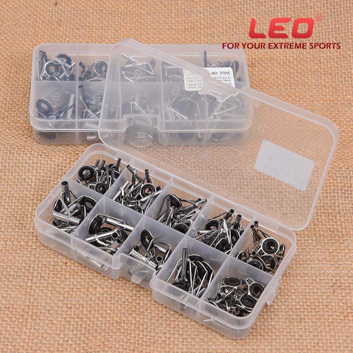 27516 LEO/乐欧【盒装海竿竿稍导环套装80pcs】外贸渔具配件跨境