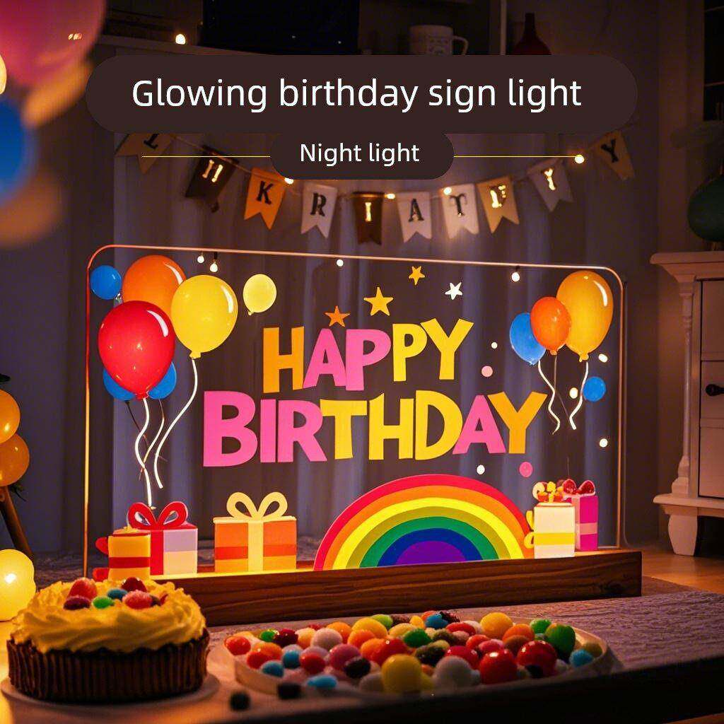 happy birthday发光字母LED灯牌摆件生日桌面布置氛围感装饰立牌