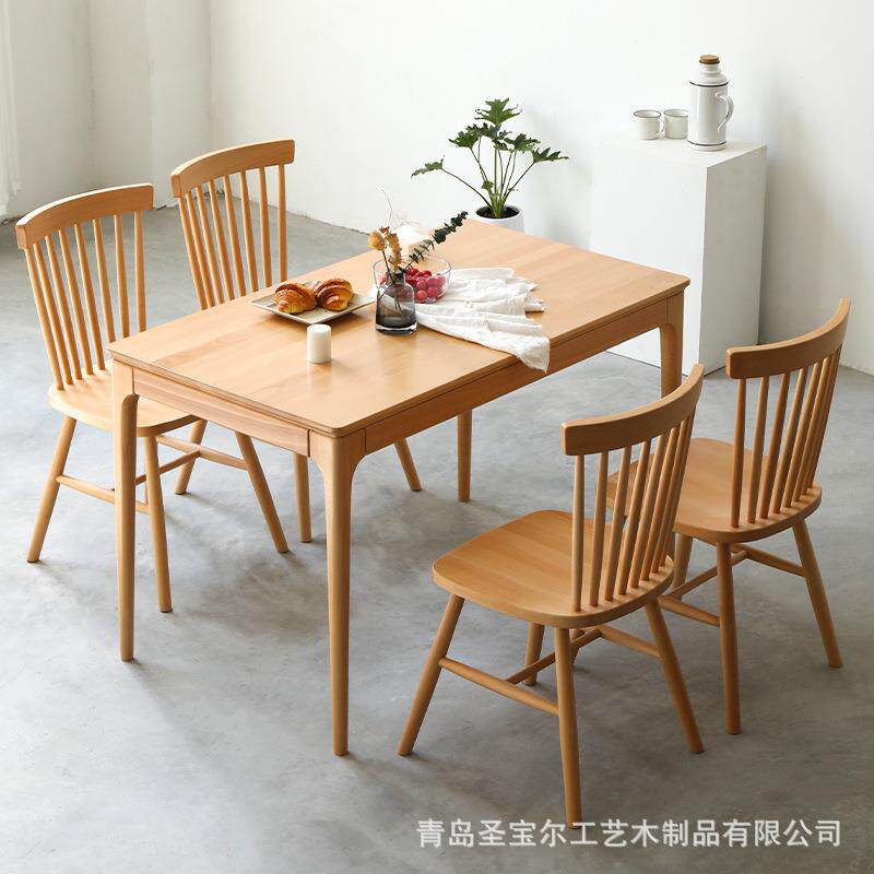 全实木靠背家用小户型纯餐椅榉木温莎椅现代简约风格日式梳妆椅子