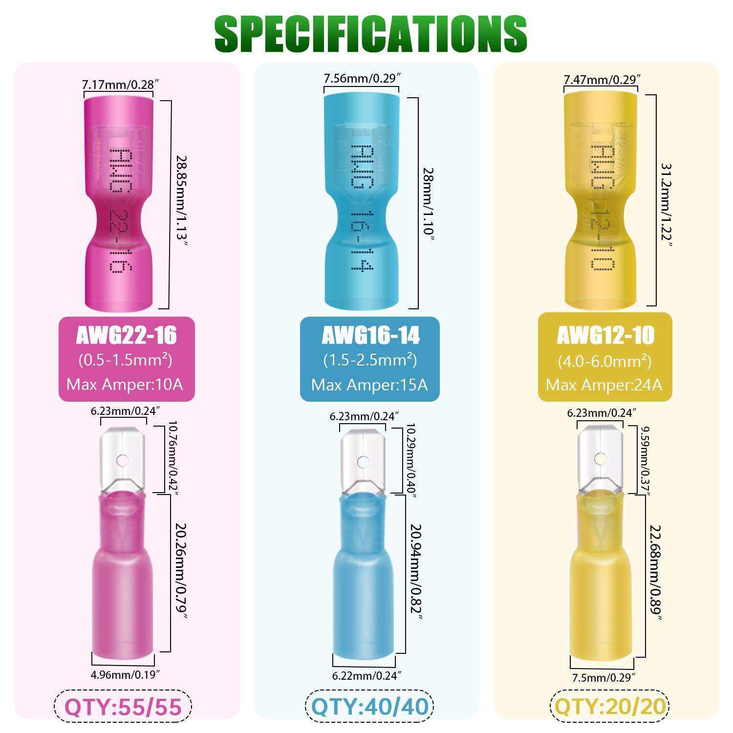 跨境230PCS盒装 热缩插簧插片对接接线端子/公母绝缘防水端头