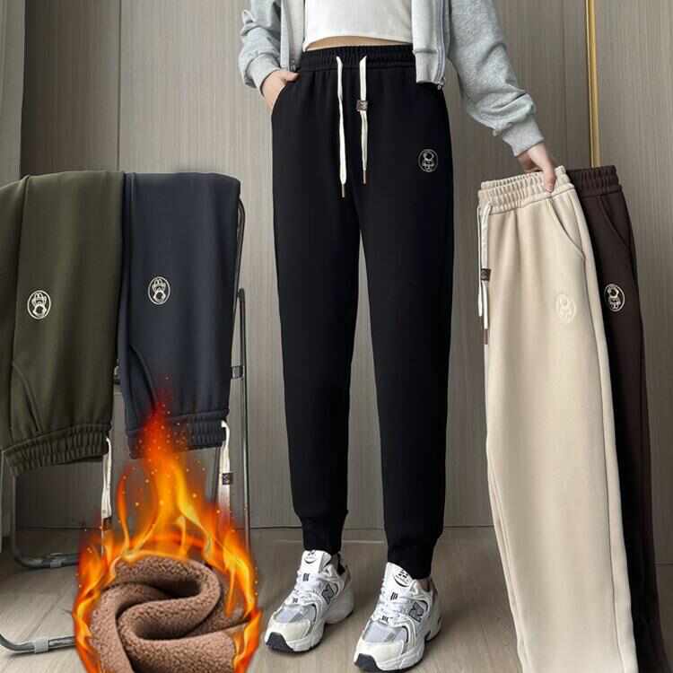 冬季加绒厚款防风裤 防水耐脏萝卜裤抗寒防风休闲女裤