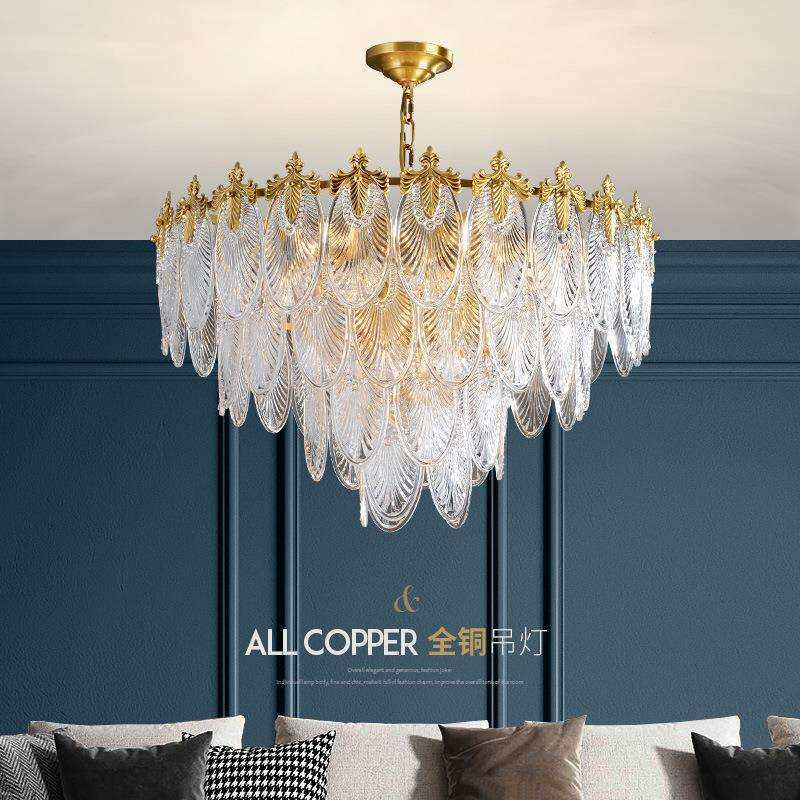 轻奢全铜吊灯后现代客厅简约创意餐厅卧室设计师灯具欧式美式铜灯