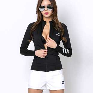 ROXY潜水服女士长袖分体上衣拉链防晒服速干冲浪衣滑水浮潜水母衣