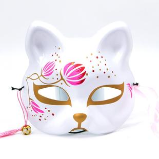 新粉色樱花猫系列古风猫脸装扮日式狐狸面具派对面具