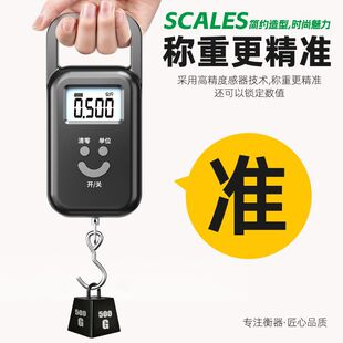 高精度家用快递称挂钩称小型弹簧秤 充电称重手提电子秤50kg便携式
