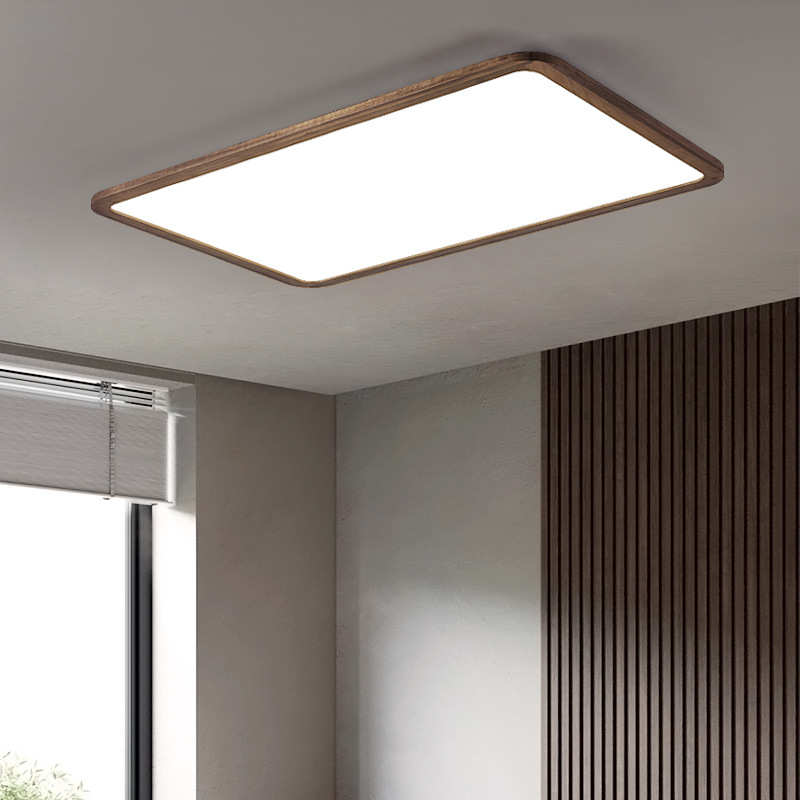 新中式客厅吸顶灯北美黑胡桃实木卧室中古侘寂风智能复古灯具