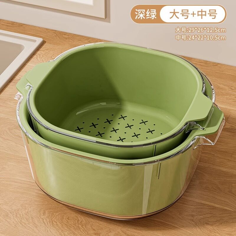 洗菜双层沥水篮果盘篮子沥水篮双层收纳筐淘洗菜盆滤水新款塑料