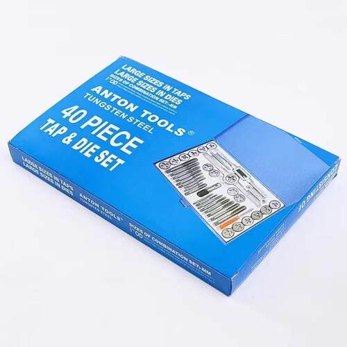工业级铁盒丝锥板牙40pc丝锥板牙组套手用扳手板牙绞手公制丝攻