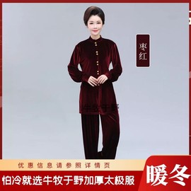 牛牧于野加厚金丝绒太极服女秋冬2021新中长款太极拳练功演出服装