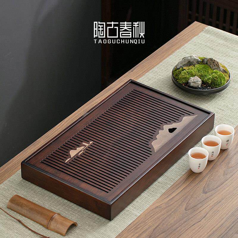 简约竹制镂空茶盘小号家用茶海功夫茶具储水排水茶托盘轻奢干泡盘