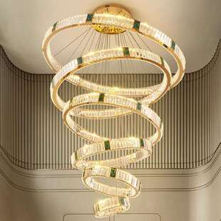 轻奢水晶吊后灯943现代客厅灯大酒店大堂吊灯别墅式 复楼轻奢水晶