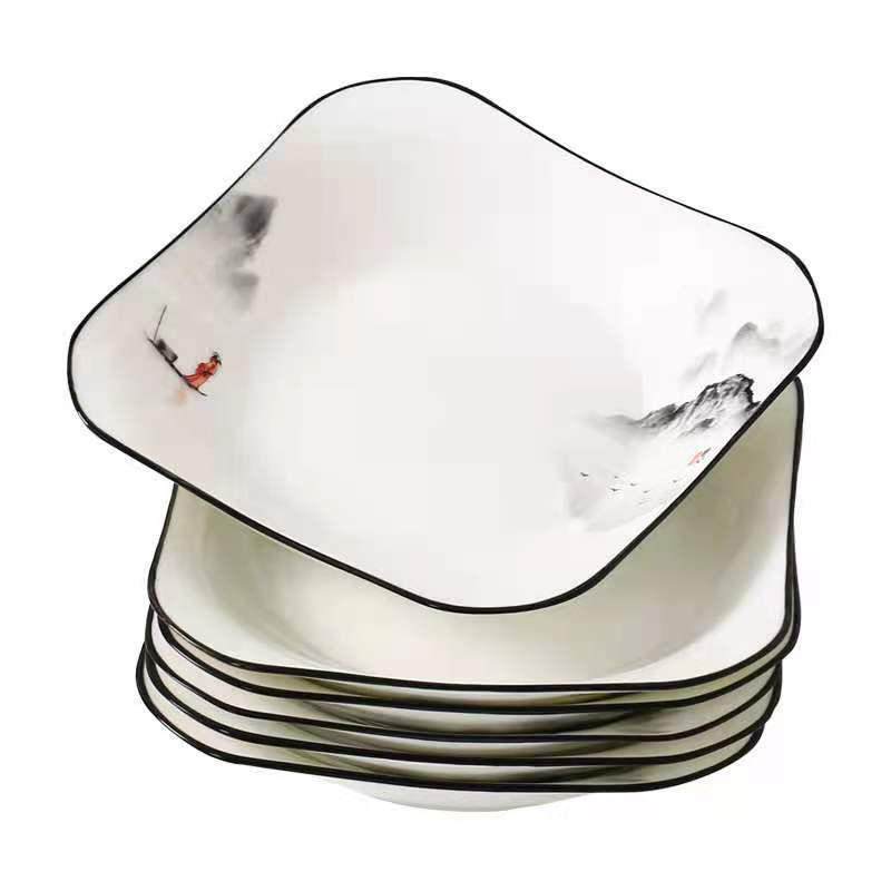 碗碟套装 家用4人陶瓷碗可爱餐具套装汤碗盘饭碗汤碗盘子组合