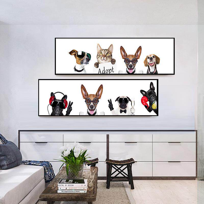 北MY-CN欧现代萌卧室头画猫宠狗烤画沙瓷发背景床墙挂画家居儿童