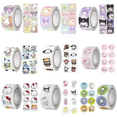 500Pcs/roll Sanrio Sticker Kawaii Kuromi Hello Kitty P Cinna